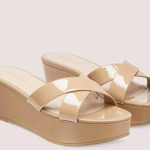 New Stuart Weitzman Avenue 65 Flatform Wedge Slide Sandal Size 8 - Picture 2 of 5
